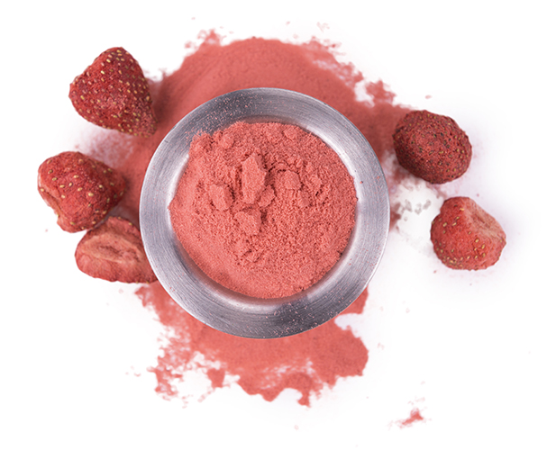 Top view of strawberry powder ingredient