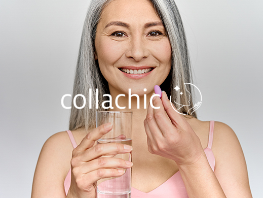 Collachic brand on picture of senior woman