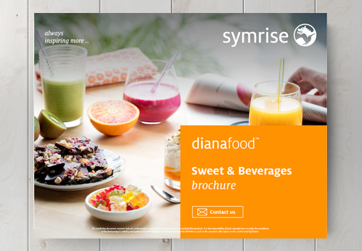 Top view of the Sweet and Beverages brochure on wooden table