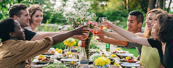 Friends toasting together