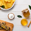 Top view of key applications for honey powder