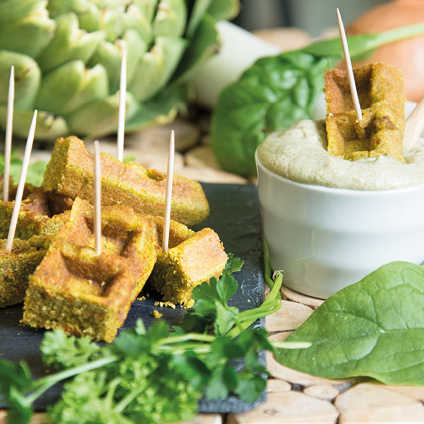 Veggie Waffle Spinach Artichoke Dip