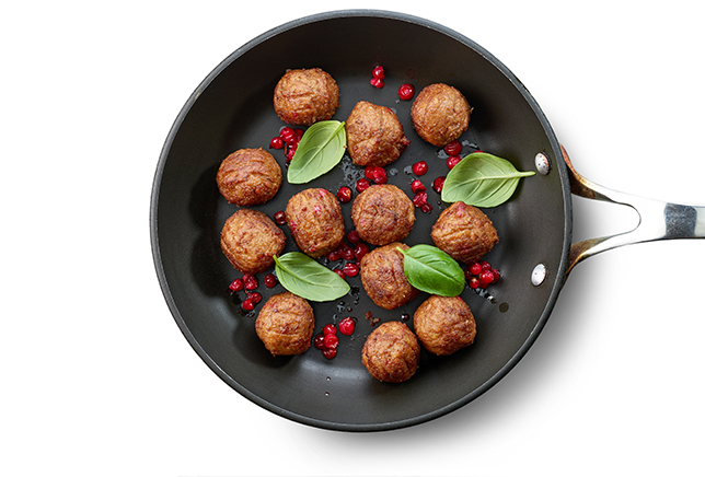 Fried meatless plant based balls isolated on white background