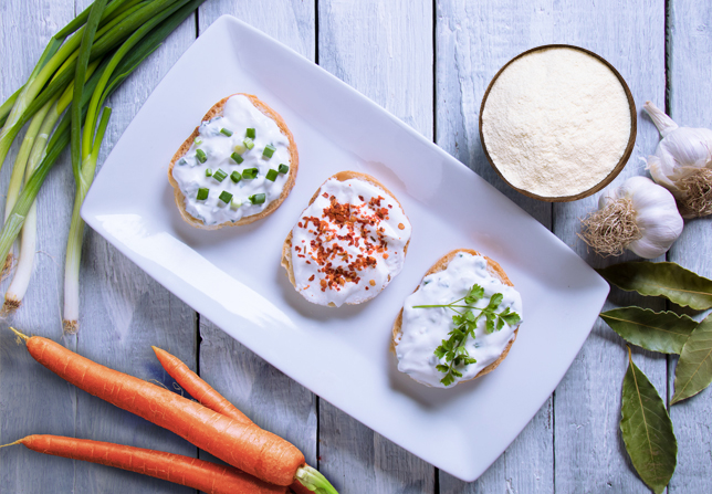 Vegetable culinary spread cheese top view