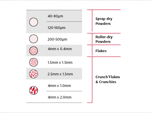 Strawberry ingredients particule size