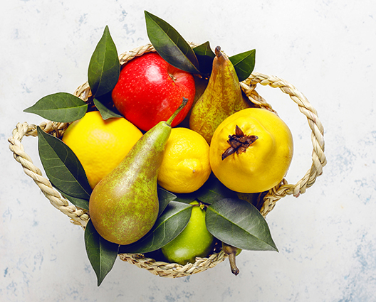 Top view of orchard fruits