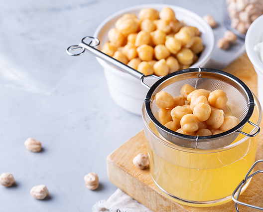 Various dishes made from chickpea aquafaba