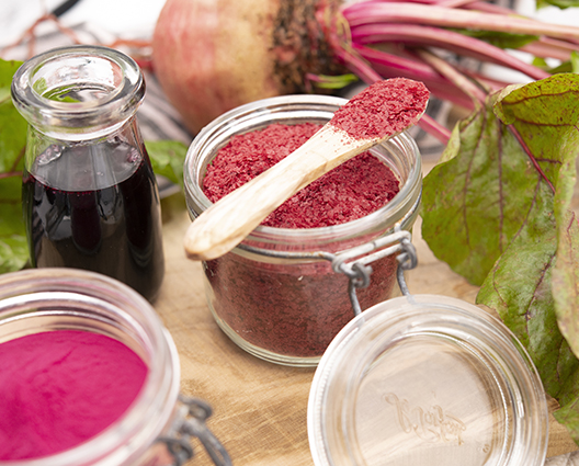 Red beets ingredients on table