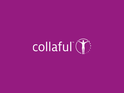 Collaful logo on purple background